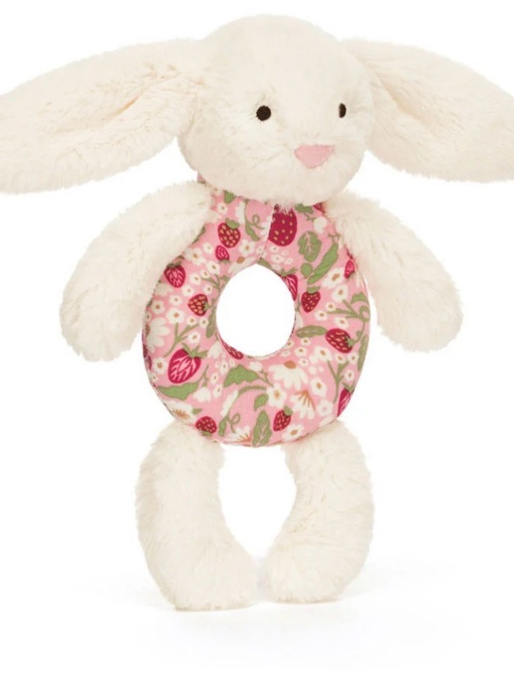 Jellycat BLOSSOM CREAM BUNNY 'BERRY' RING RATTLE